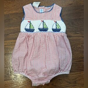 Vive La Fete smocked sailboat bubble romper 6 months